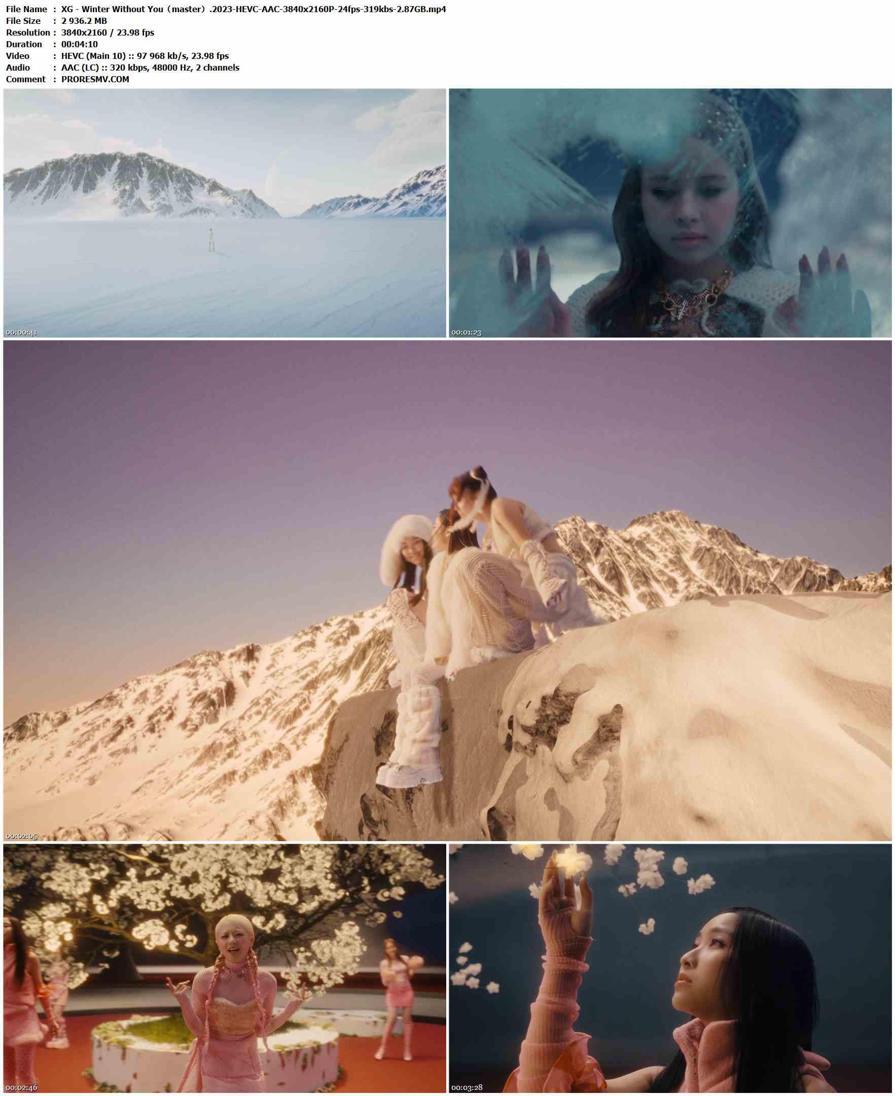 XG - Winter Without You（master）.2023-HEVC-AAC-3840x2160P-24fps-319kbs-2.87GB官方MV_高清MV